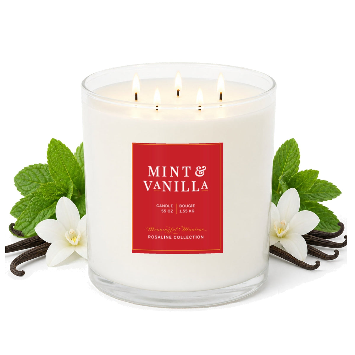 Mint & Vanilla Natural Candle 55oz Rosaline Collection