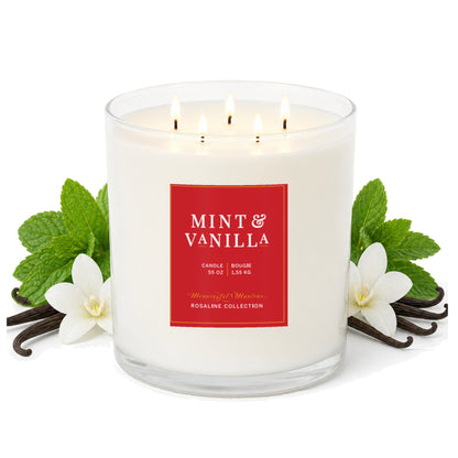 Mint & Vanilla Natural Candle 55oz Rosaline Collection
