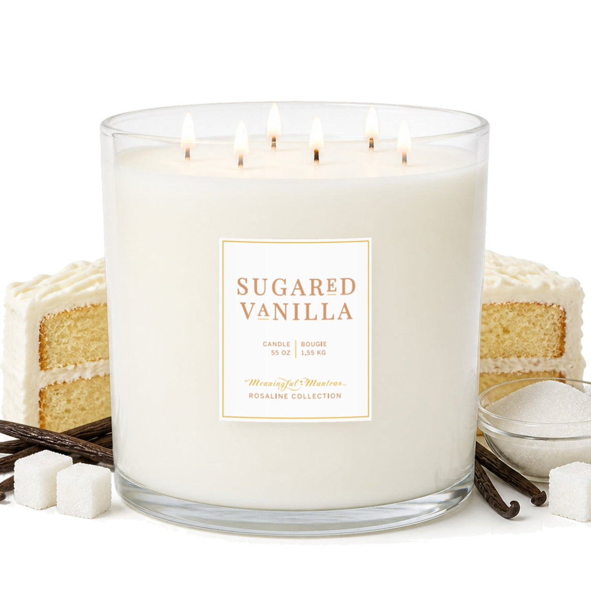 Sugared Vanilla Natural Candle 55oz Rosaline Collection