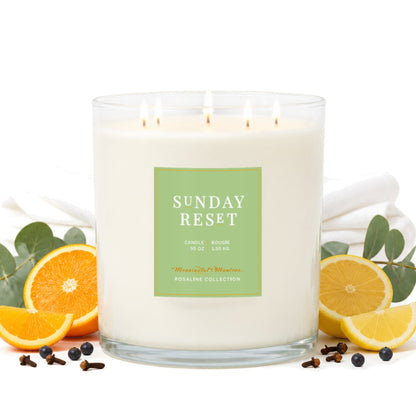 Sunday Reset Fresh Linen Natural Candle 55oz Rosaline Collection