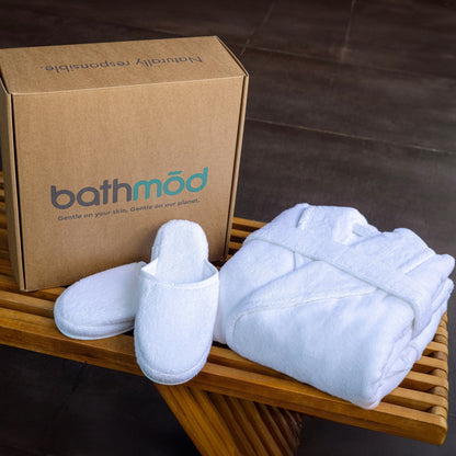 Luxury Organic Bathrobe & Slipper Set